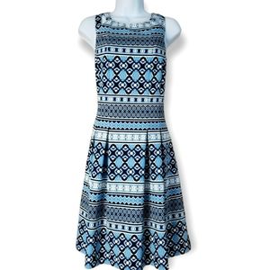 Vince Camuto Blue and White Patterned Dress